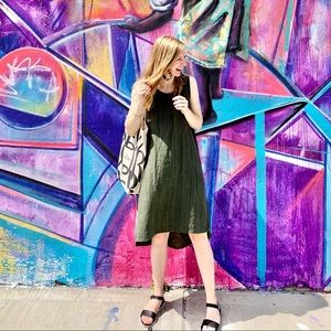 Allen Allen Olive Linen Tank Dress